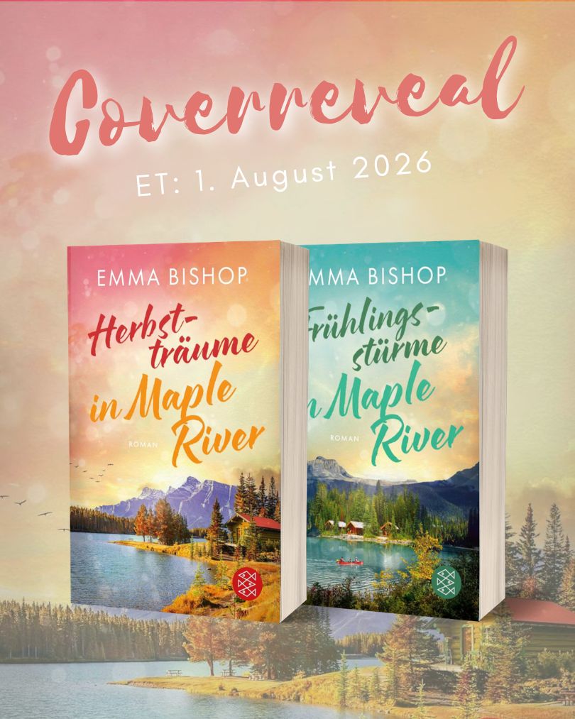Coverreveal-Grafik für „Herbstträume in Maple River“ und „Frühlingsstürme in Maple River“ von Emma Bishop